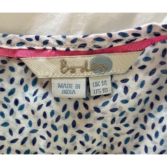Boden Floral Border 3/4 Sleeve Sz 10 Lightweight Hippie Peasant Boho Blouse - Picture 5 of 11